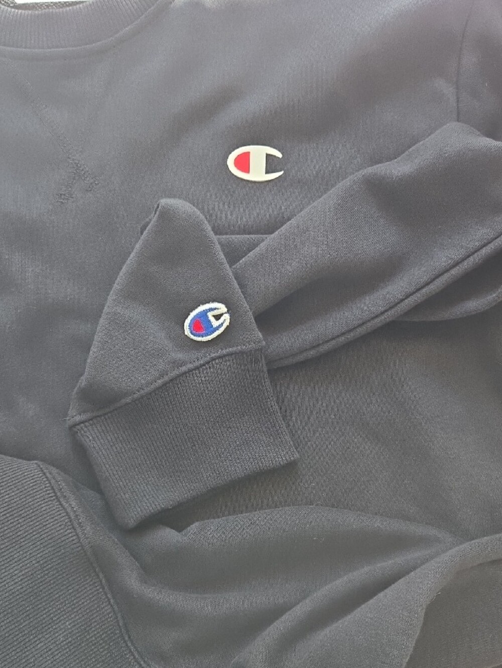 Champion Men's Black Crewneck Sweatshirt with Small Logo - Picture 7 of 8